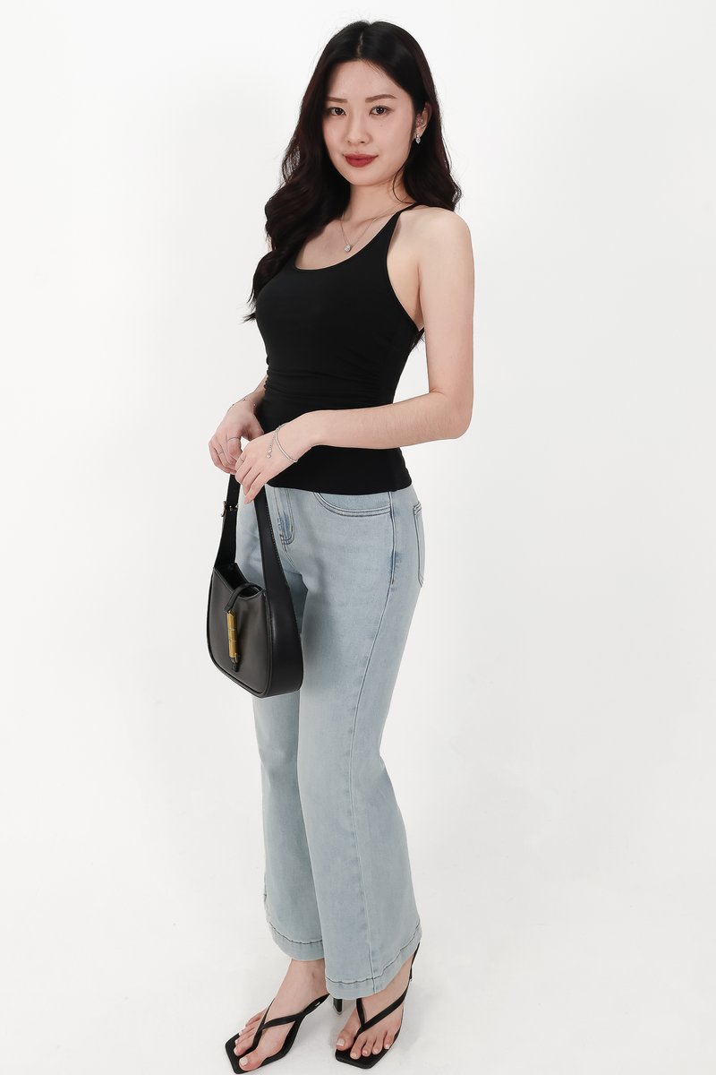 Henry Halter Ruched Top in Black