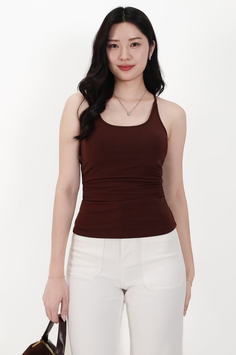Henry Halter Ruched Top in Brown