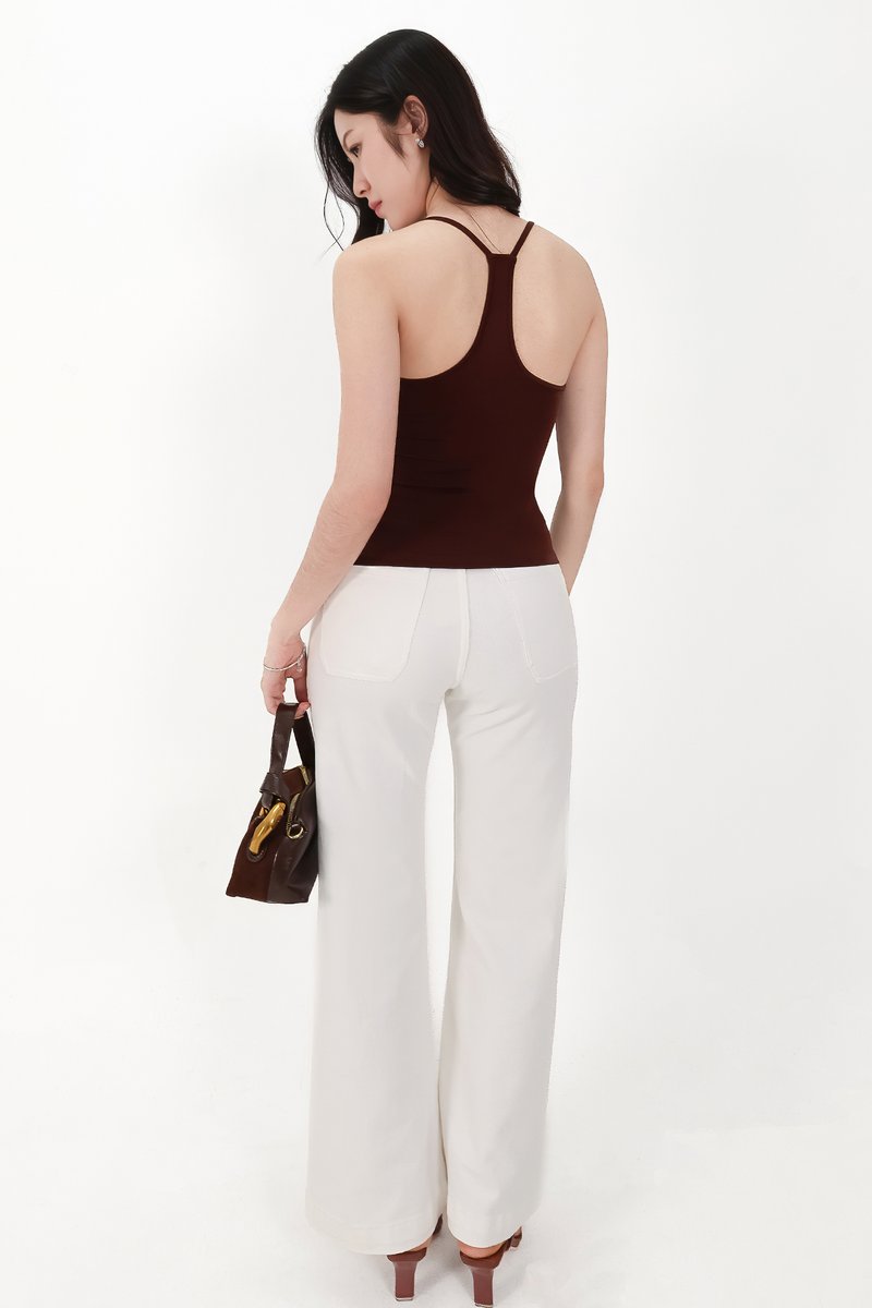 Henry Halter Ruched Top in Brown