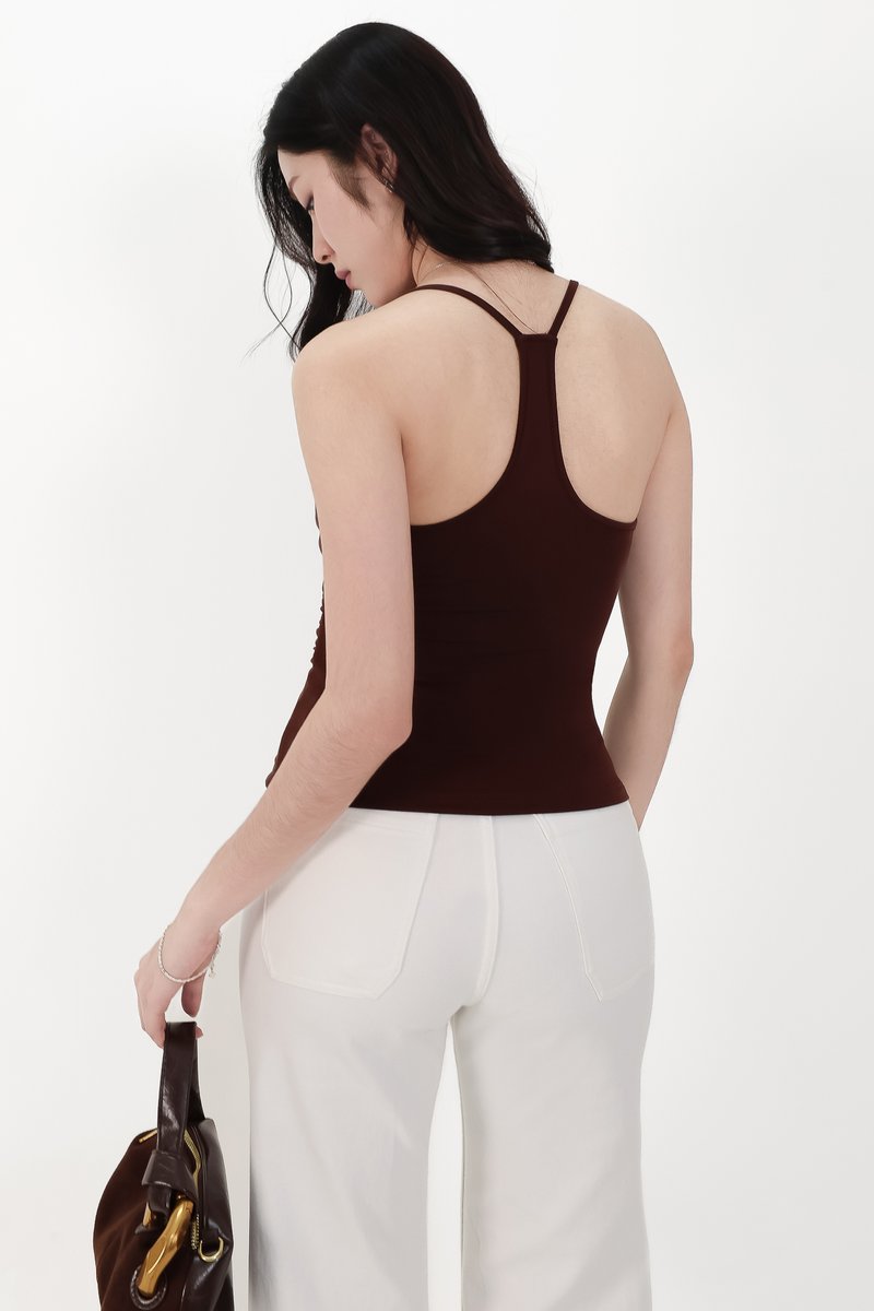 Henry Halter Ruched Top in Brown