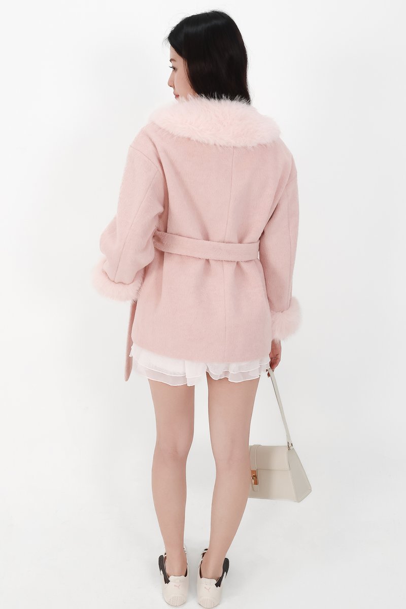 Fenella Faux Fur Coat in Pink
