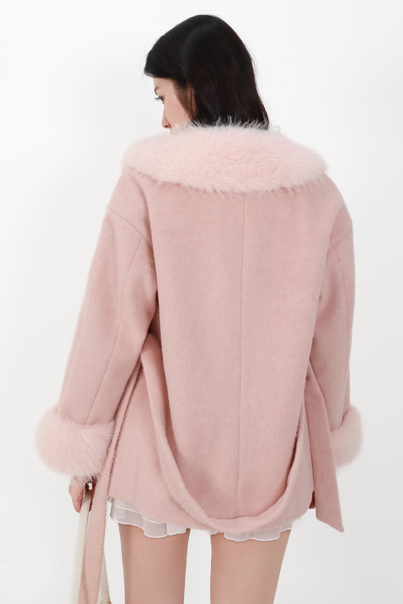 Fenella Faux Fur Coat in Pink
