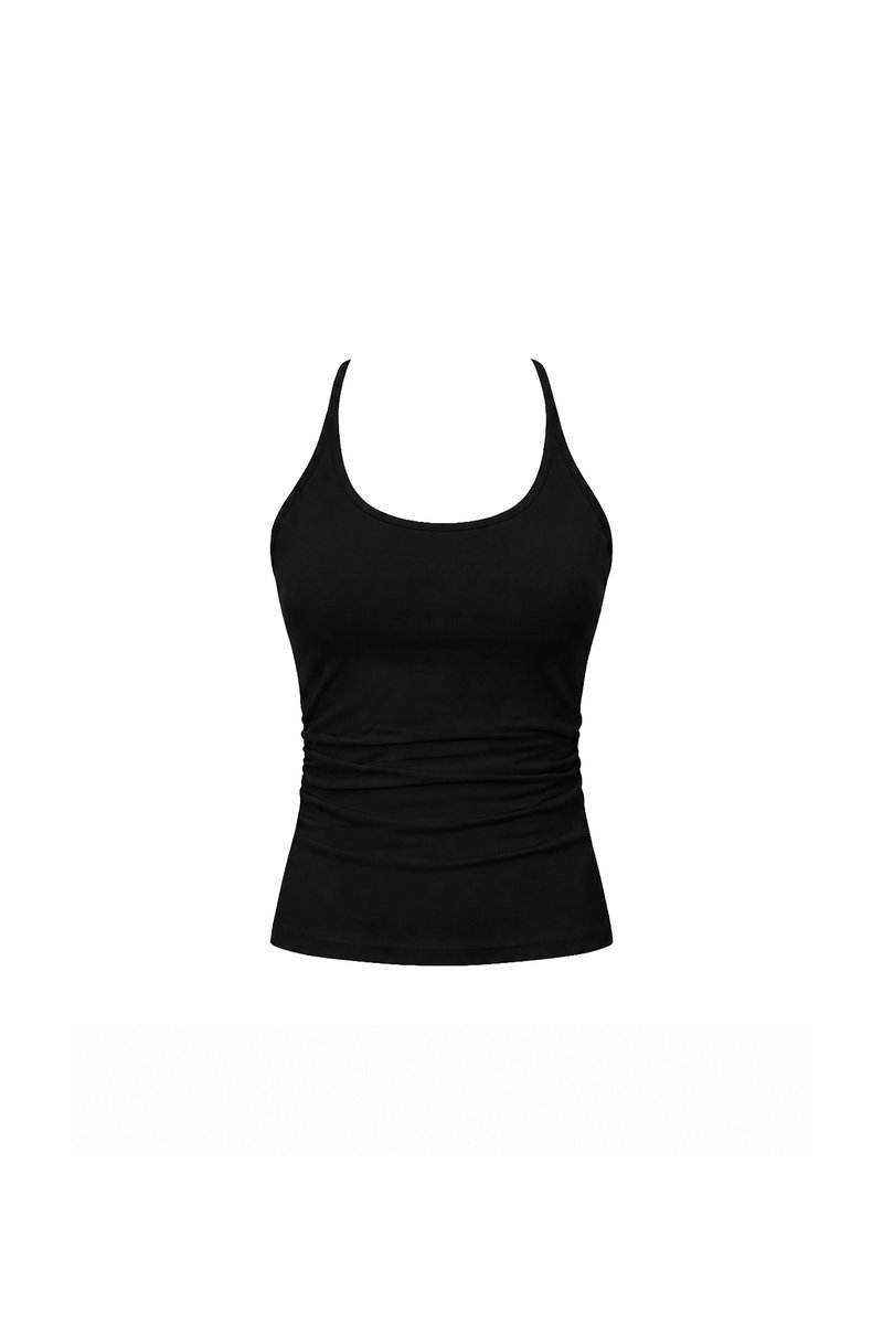 Henry Halter Ruched Top in Black