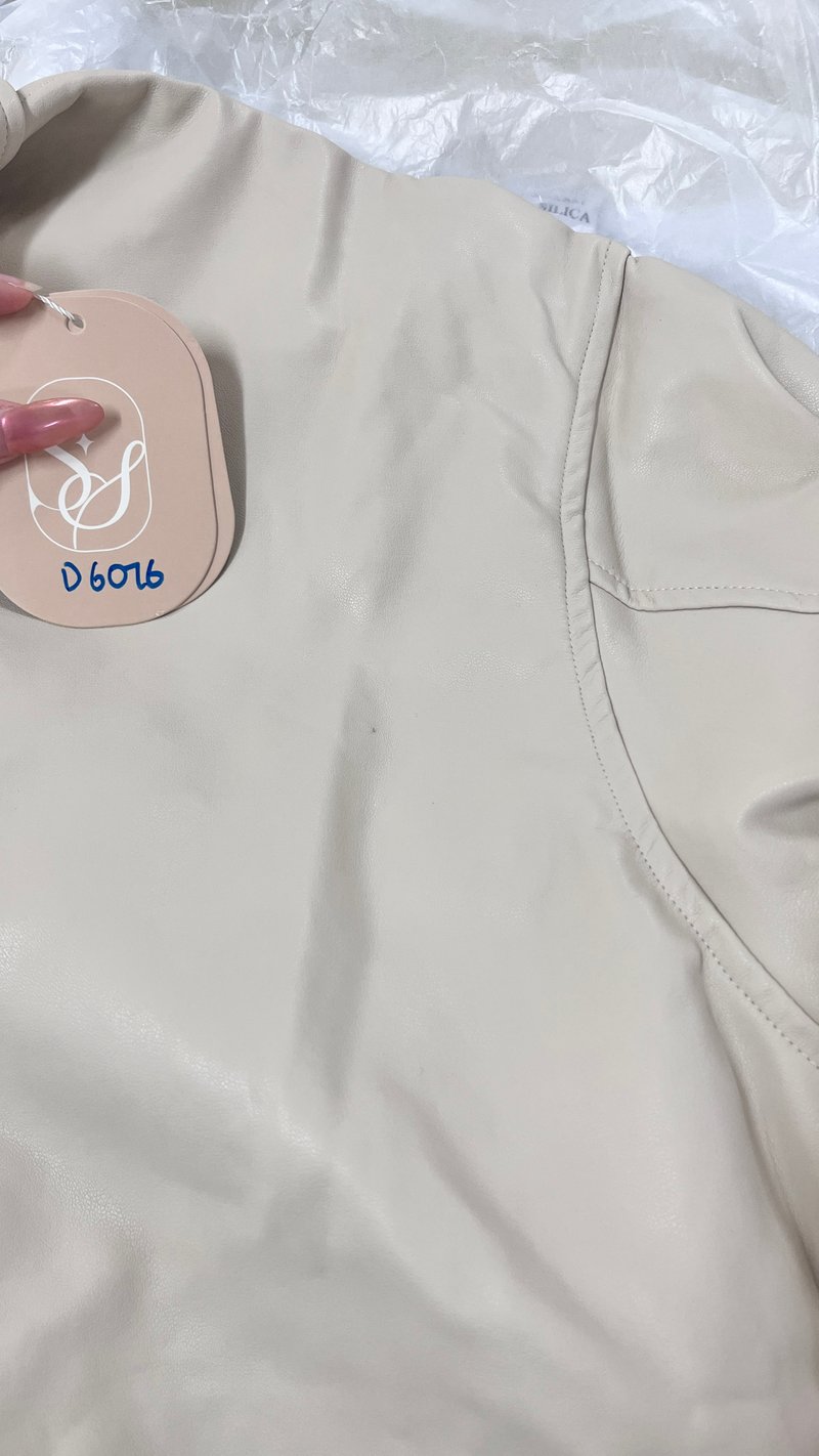 DEFECT | Peira PU Leather Jacket in Cream in XXS/XS