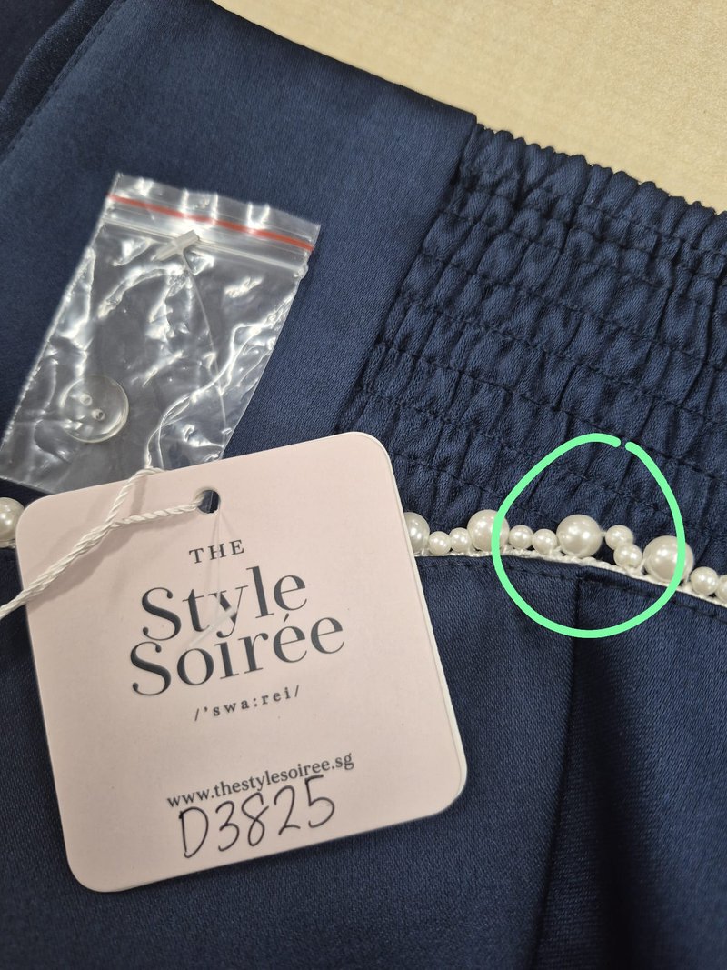 DEFECT | Parisie Pearl Satin Top in Navy in S
