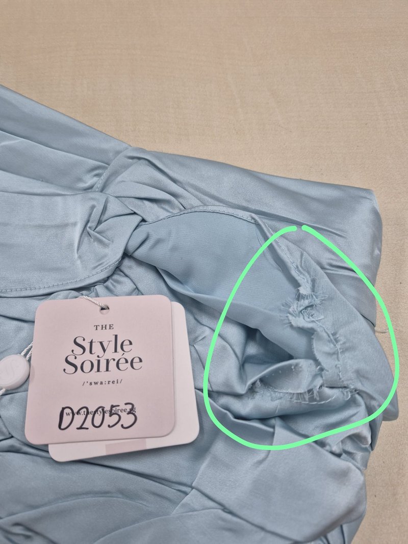 DEFECT | Kerin Knotted Satin Top in Teal Blue in XS