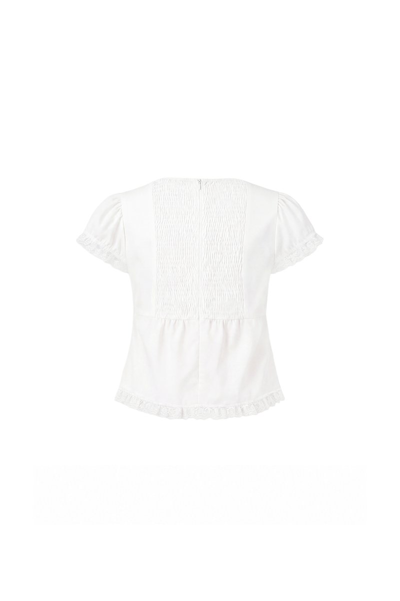 PREORDER | Sandra Sleeved Lace Trim Blouse in White