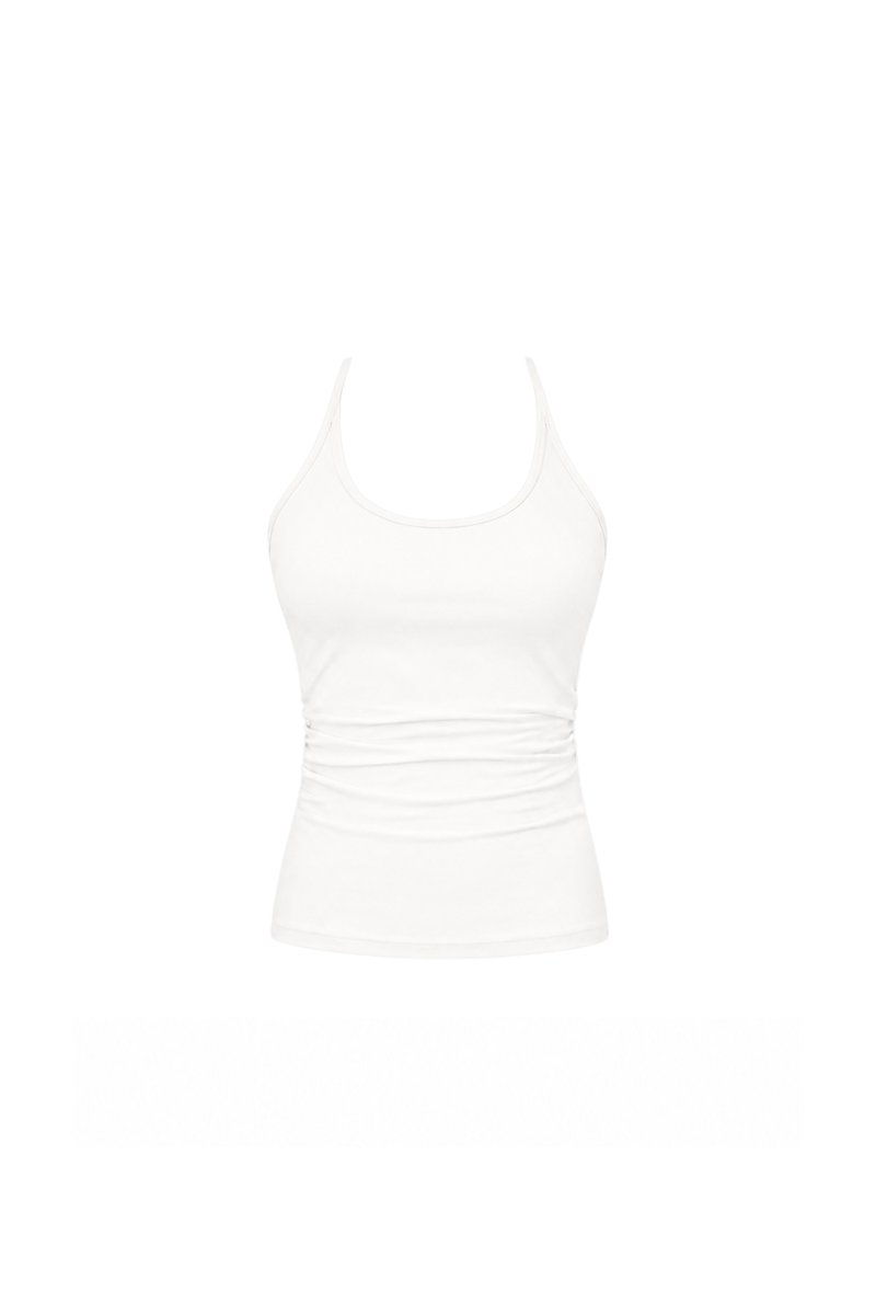 Henry Halter Ruched Top in White
