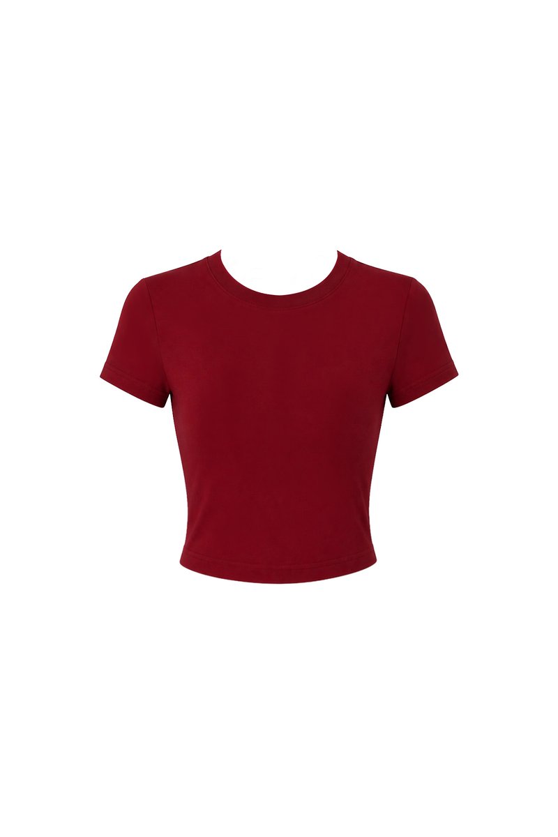 Bonnie Basic Padded Tee in Dark Red