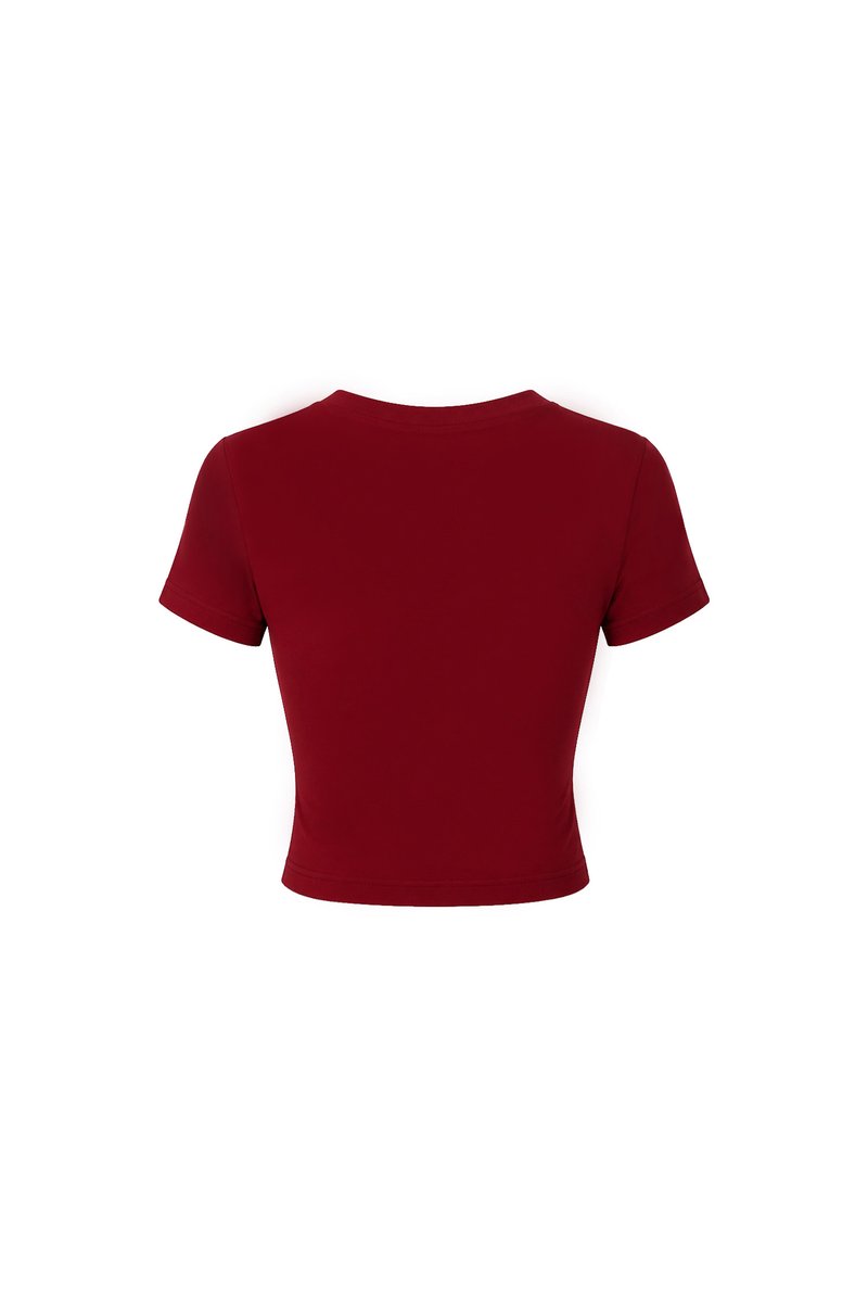 Bonnie Basic Padded Tee in Dark Red