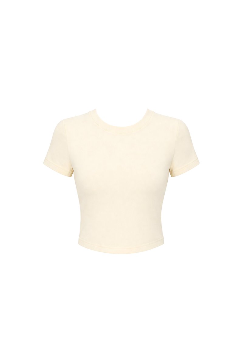 Bonnie Basic Padded Tee in Pale Yellow
