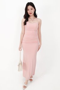 Calina Cross Back Maxi Dress in Light Pink