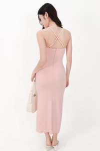 Calina Cross Back Maxi Dress in Light Pink