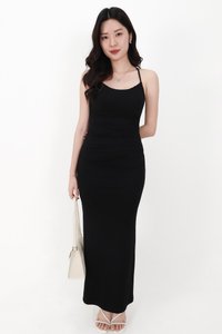 Calina Cross Back Maxi Dress in Black