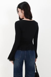 RESTOCKS | Parisa Pearl Peplum Cardigan Top in Black