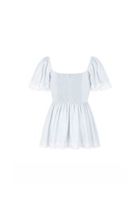 PREORDER | Fia Flutter Lace Trim Top in Light Blue