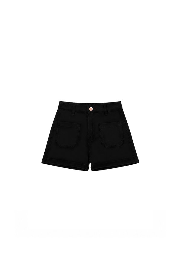 SALES EXCLUSIVE | Darin Double Pocket Denim Shorts in Black ( Runs Smaller )
