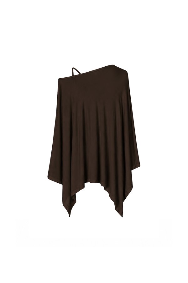Ophelia One Shoulder Two Piece Top Set in Dark Brown