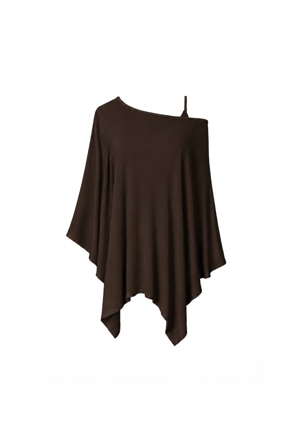 Ophelia One Shoulder Two Piece Top Set in Dark Brown