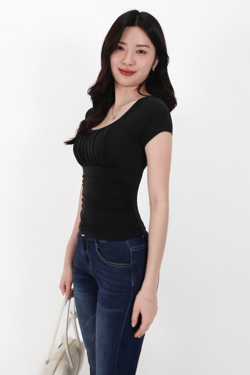 Dae Double Button Highwaisted Jeans in Very Dark Wash