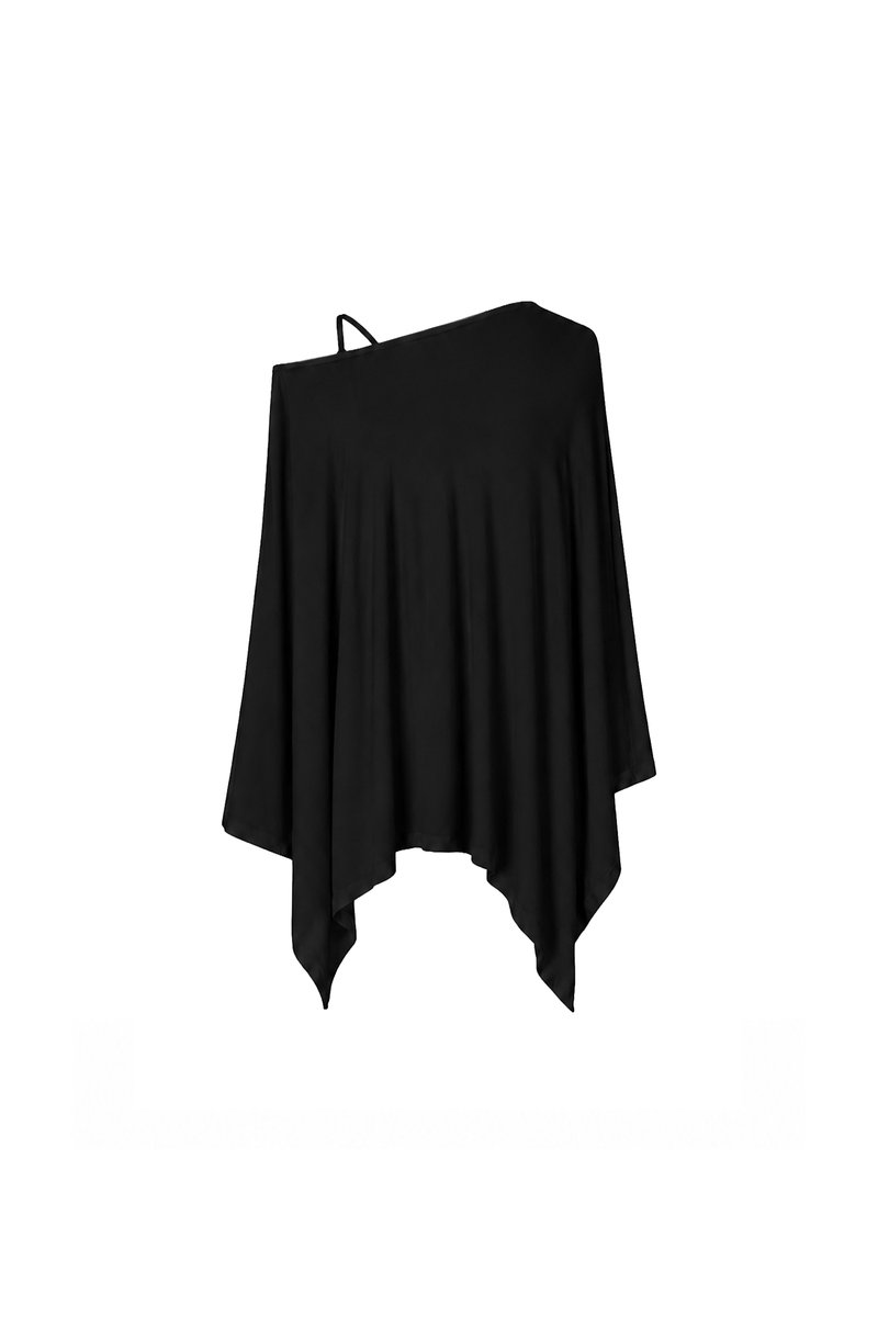 Ophelia One Shoulder Two Piece Top Set in Black