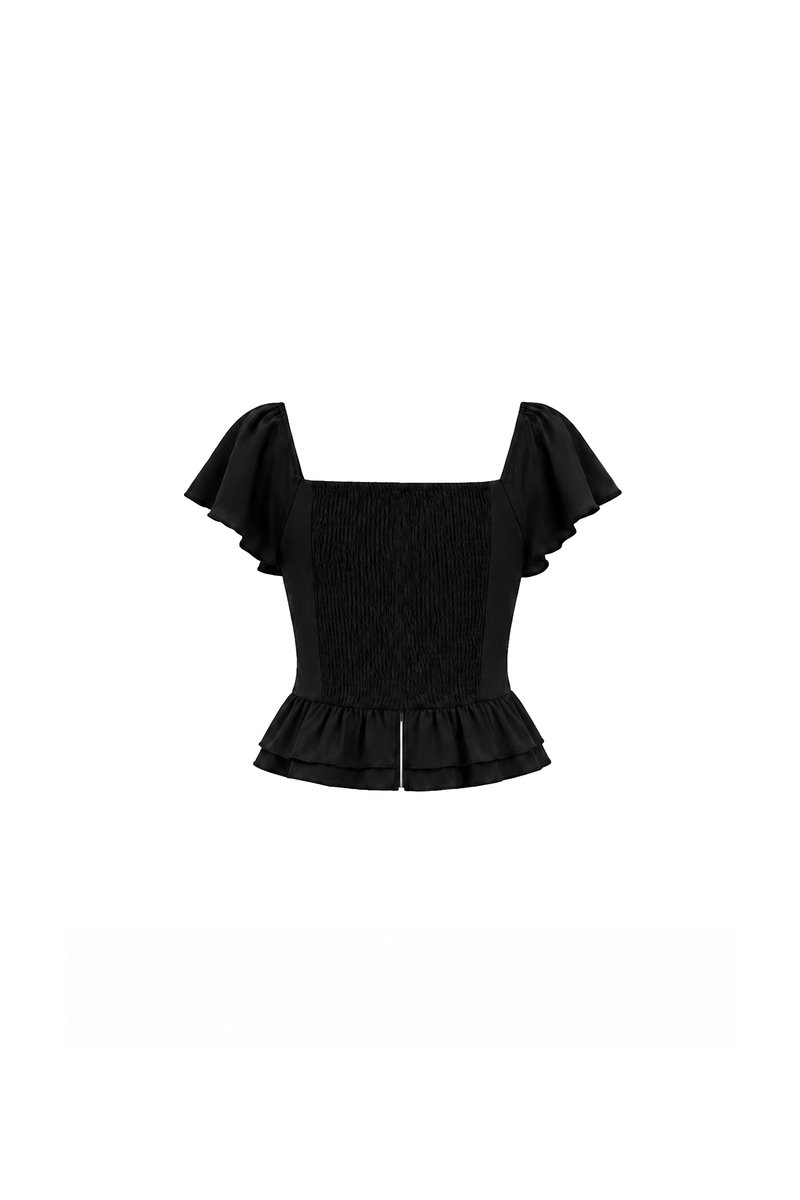 Fiora Flutter Top in Black