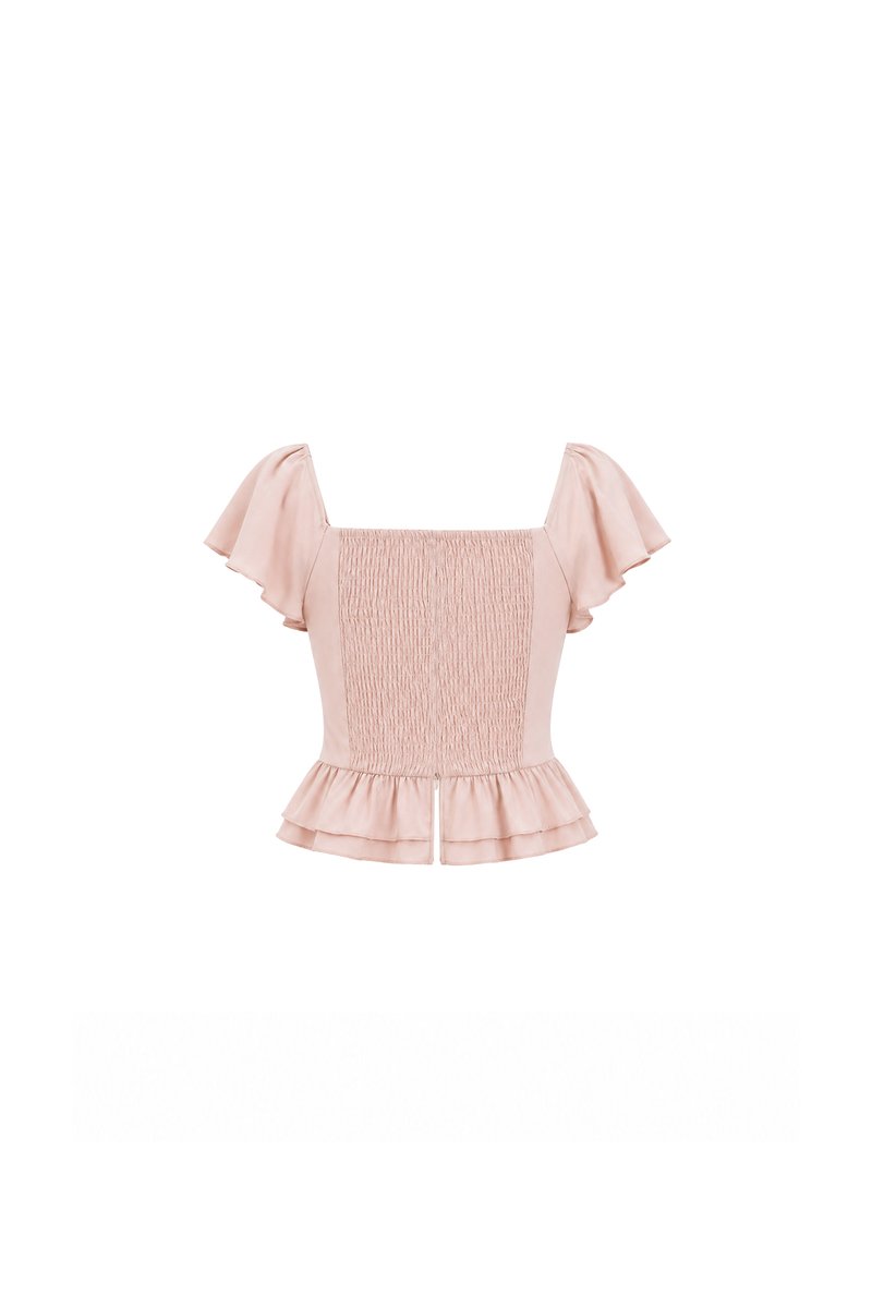 Fiora Flutter Top in Nude Blush