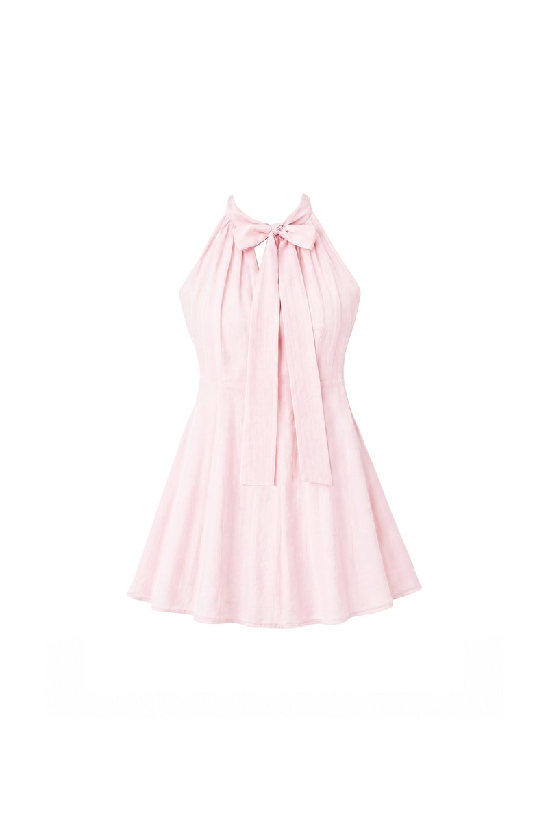 Taeri Tie Romper Dress in Light Pink
