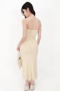 RESTOCKS | Calina Cross Back Maxi Dress in Pale Yellow