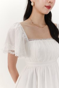 Fia Flutter Lace Trim Top in White