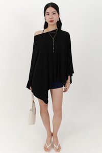Ophelia One Shoulder Two Piece Top Set in Black