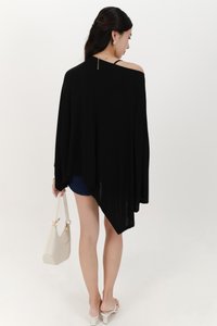 Ophelia One Shoulder Two Piece Top Set in Black