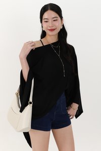 Ophelia One Shoulder Two Piece Top Set in Black