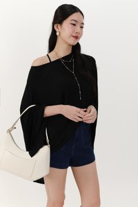 Ophelia One Shoulder Two Piece Top Set in Black