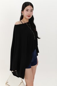 Ophelia One Shoulder Two Piece Top Set in Black
