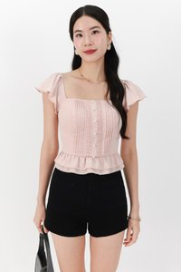 Fiora Flutter Top in Nude Blush