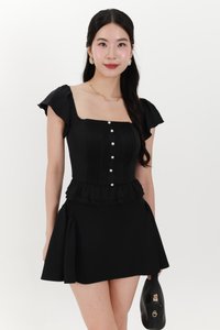 Fiora Flutter Top in Black