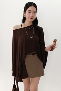 Ophelia One Shoulder Two Piece Top Set in Dark Brown
