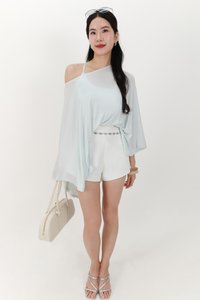 Ophelia One Shoulder Two Piece Top Set in Ice Blue