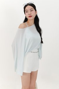 Ophelia One Shoulder Two Piece Top Set in Ice Blue