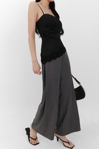 Sey Side Pleat Midwaist Pants in Dark Grey