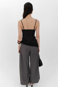 Sey Side Pleat Midwaist Pants in Dark Grey