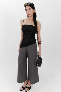 Sey Side Pleat Midwaist Pants in Dark Grey