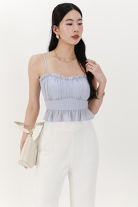 Camica Chiffon Ruched Top in Light Blue