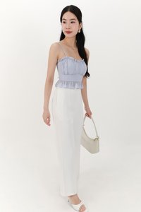 Camica Chiffon Ruched Top in Light Blue