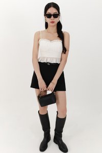Camica Chiffon Ruched Top in White