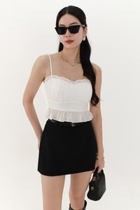 Camica Chiffon Ruched Top in White