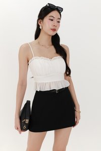 Camica Chiffon Ruched Top in White