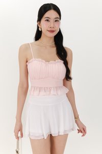Camica Chiffon Ruched Top in Light Pink