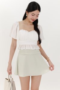 Camelia Chiffon Flutter Top in White